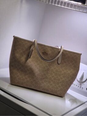 Coach Tan Signature Canvas Tote